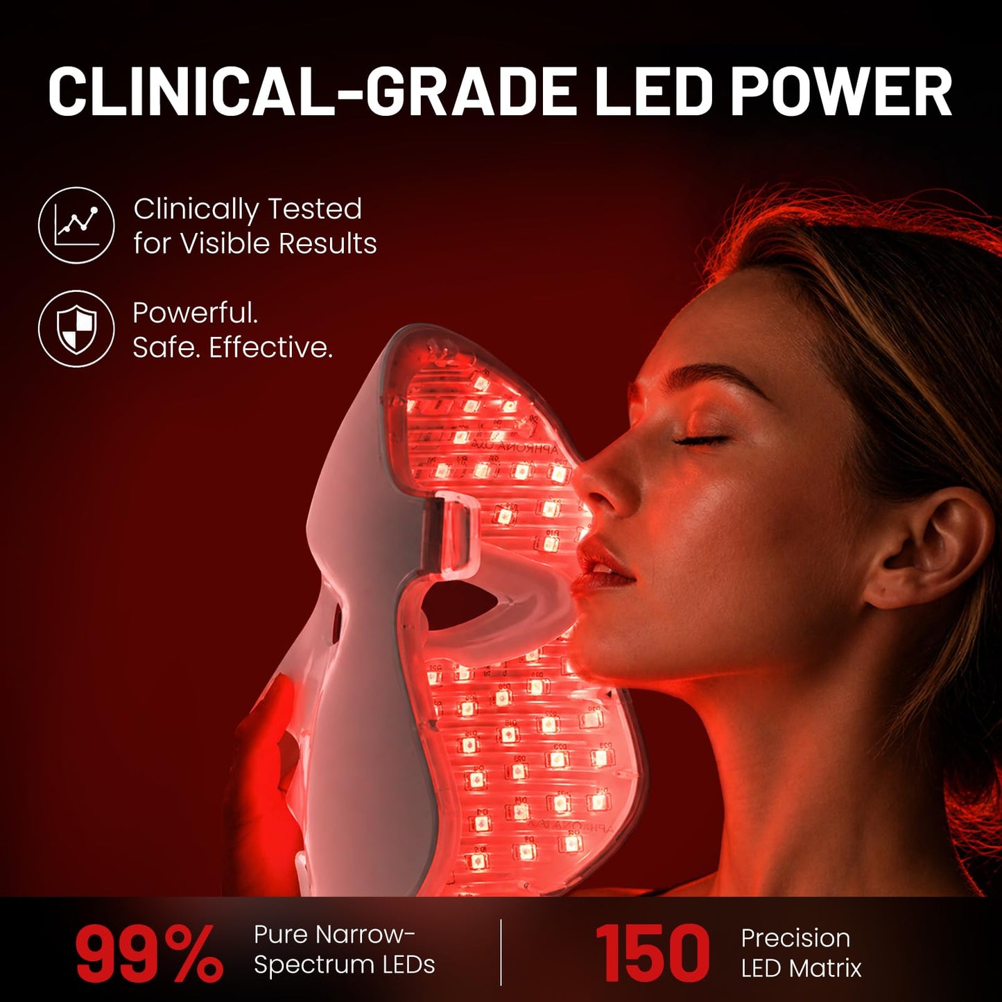 Aphrona® | FDA cleared Moonlight LED Facial Mask Skin Care Mask, LED Light Therapy for face, Red light Blue light for Acne Removal Wrinkle Reduction，450 Powerful LED Chips