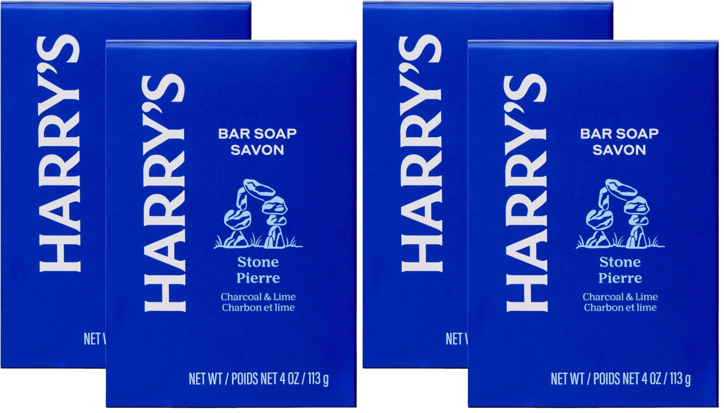 Harry's Bar Soap for Men - Stone Scent, 4 oz Body Soap Bars, (Pack of 4)