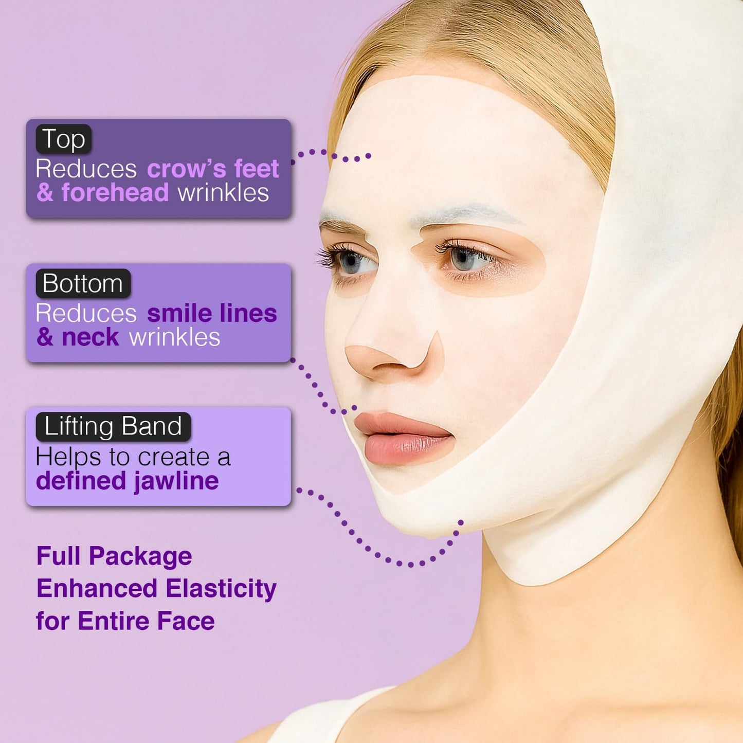 ARESSA SKYBDY BIO Lifting-Sil Full Face Mask | NAD+, NMN, Collagen & Peptides | Tightens Jawline & Neck | Reduces Wrinkles & Lines | Firming & Hydrating | 4 Sheets + Bonus Lifting Band