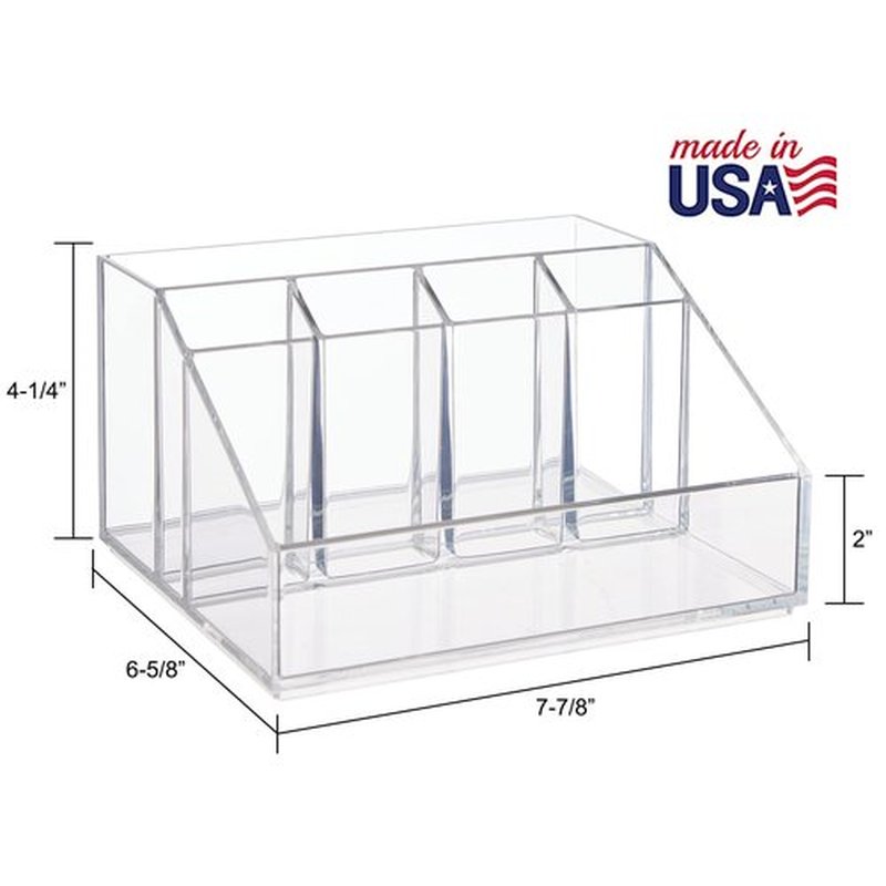 STORi Chloe Clear Plastic Stackable Vanity Makeup Organizer | Rectangular 6-Compartment Holder for Cosmetics, Brushes, Eyeshadow Palettes, & Beauty Supplies | Made in USA