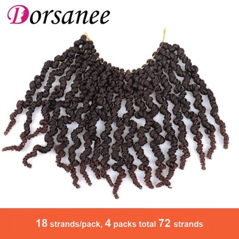 Dorsanee Pre-twisted Spring Twist Crochet Hair 8 Inch 4 Packs Short Curly Crochet Hair Pre Looped Crochet Braids Mini Passion Twists Fluffy Twist Synthetic Hair Extensions (8 Inch,T33#)