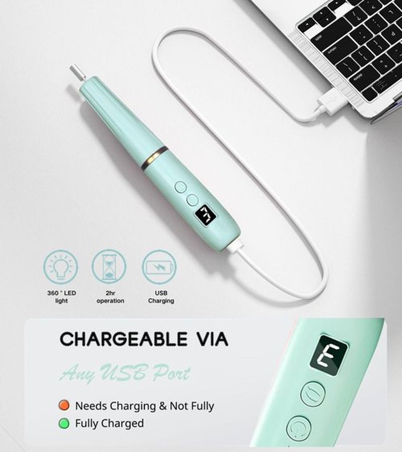 HengYuaoler Electric Nail Drill Machine File Efile Set for Acrylic Gel Nails Portable Nail Drill Machine Kit Rechargeable Pedicure Tools for Hand Feet Manicure Pedicure Tools Polishing Set(Blue)