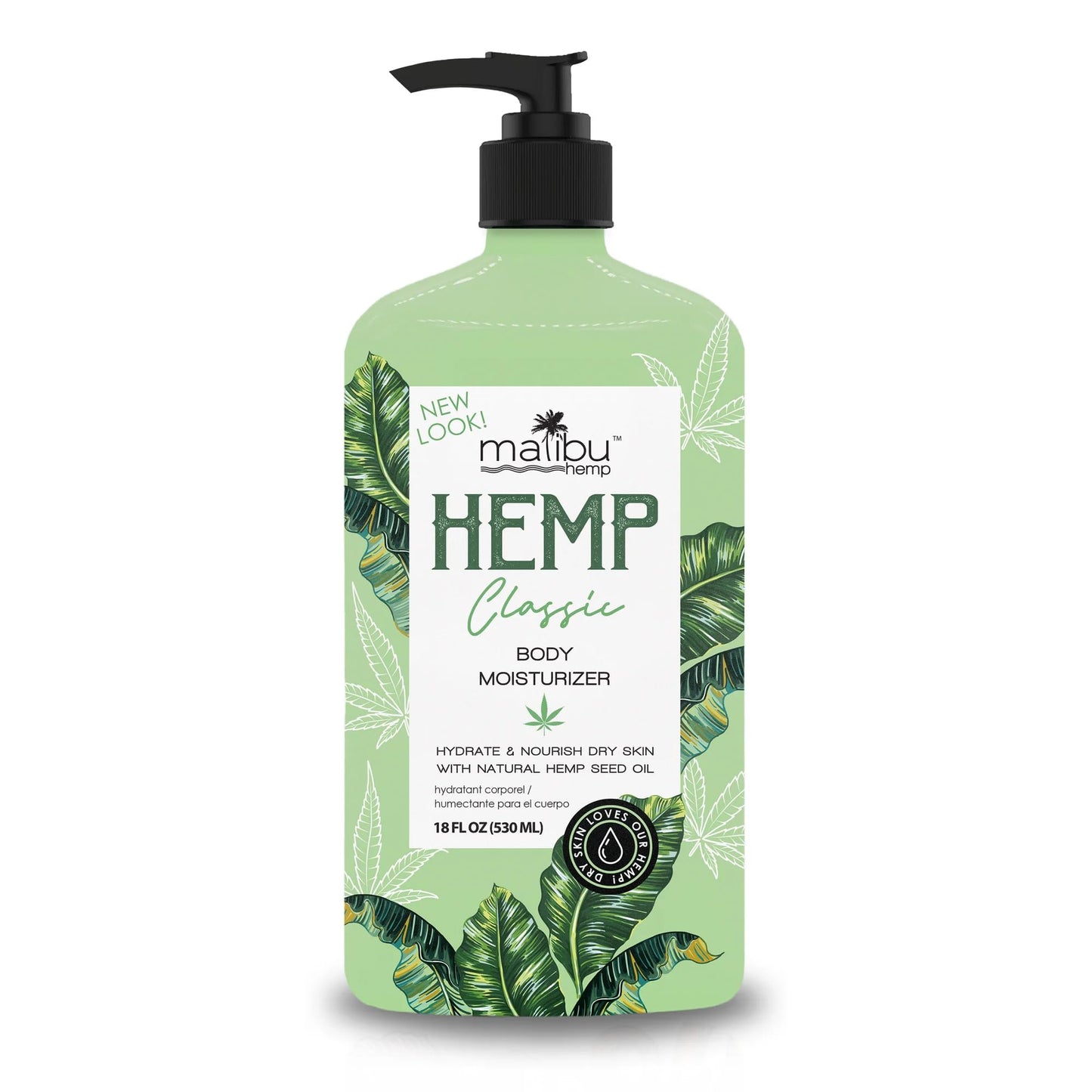 Malibu Hemp Classic Body Moisturizer, Natural Hemp Seed Oil Lotion, Vegan Formula, 18 fl oz