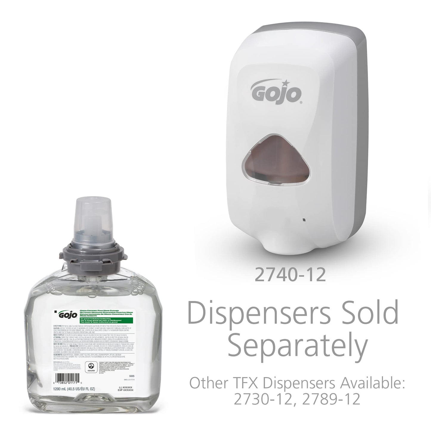 GOJO Green Certified Foam Hand Cleaner, Fragrance Free, EcoLogo, 1200 mL Hand Soap Refill TFX Touch-Free Dispenser (Pack of 2) - 5665-02