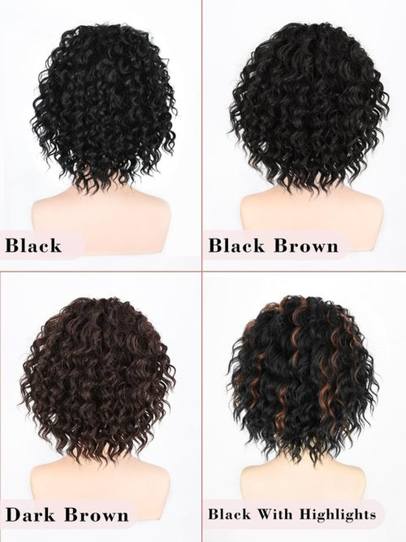 SUZYACCKR Wavy Curly Ponytail Extension, 8 Inch Natural Black Short Soft Natural Synthetic Hairpiece Thick Drawstring Ponytail for Black Women for Daily Use