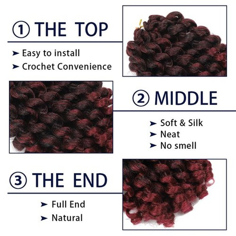 Wand Curl Crochet Braids Hair 8 Inch Jamaican Wand Curl Ombre Crochet Hair Jamaican Bounce Crochet Hair Colored Crochet Braids Ringlet Twist Hair Extension Crochet Hair(5PCS,TBUG)