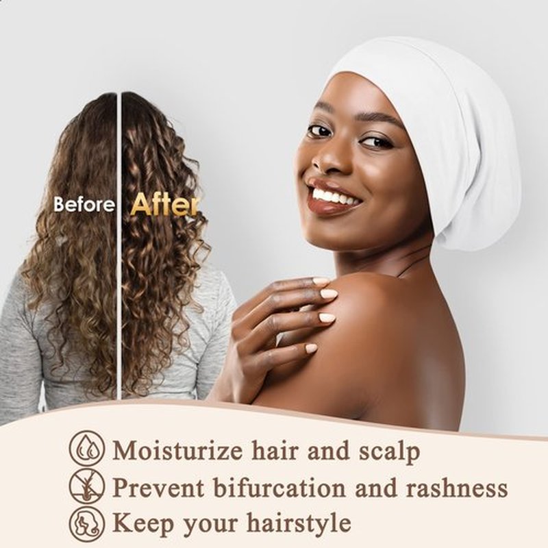 OLESILK Silk Bonnet for Sleeping Women: 100% Mulberry Silk for Frizz Free Curly, Adjustable Strap for Non Slip, Ivory