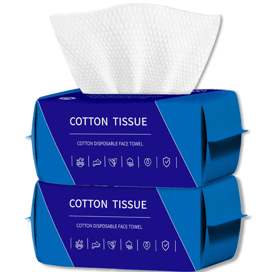 200 Count Disposable Face Towel, Dual-Textured Clean Wipes – Dry/Wet Use, Ultra-Soft Facial Towels, Lint-Free Face Towel Disposable for Women Cleansing, Makeup, Travel