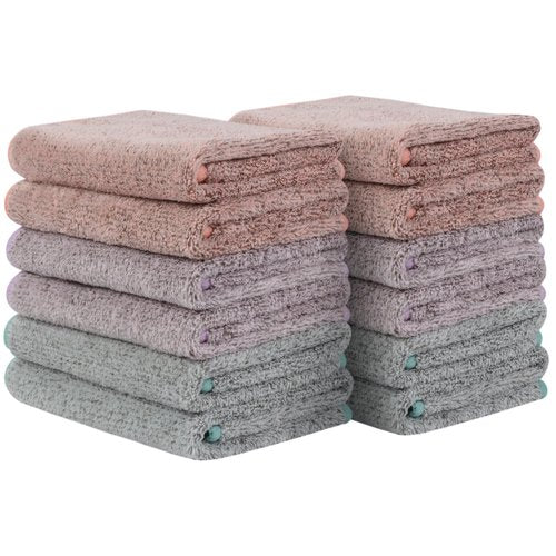 SINLAND Microfiber Face Towels Ultra Soft Facial Washcloths Face Cloth 12Inch x 12Inch 12 Pack Multicolor