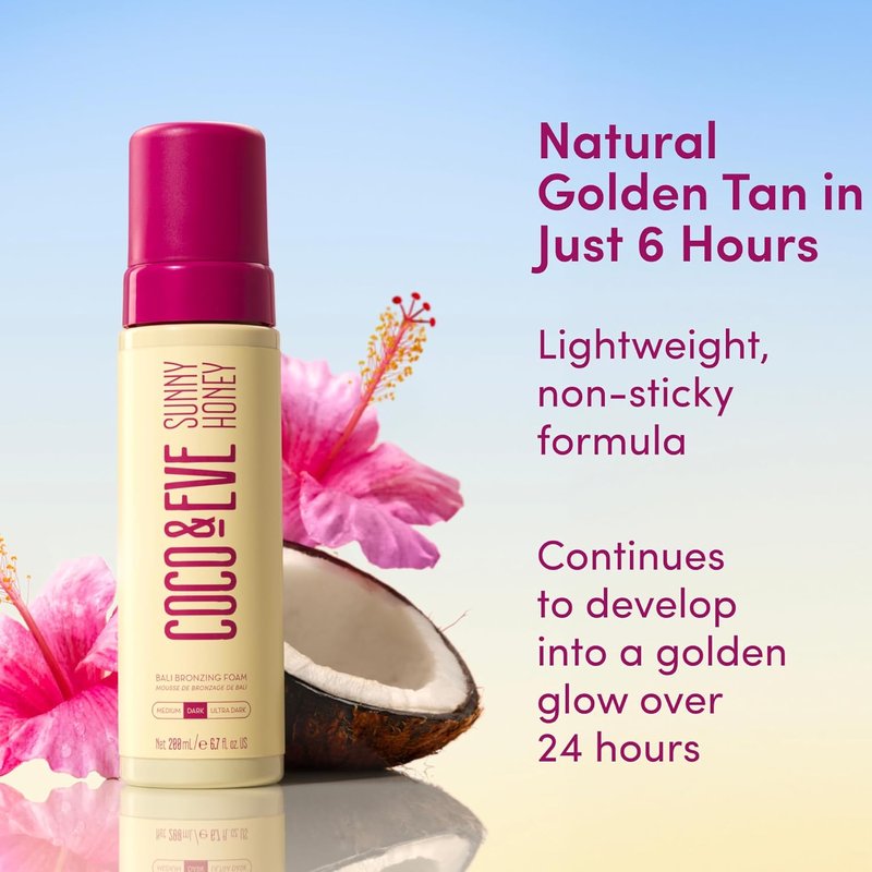 Coconut Milk Body Sunscreen SPF 50 - Sunny Honey Bali Bronzing Self Tanner Mousse | 6.76 Fl Oz + 6.7 Fl Oz