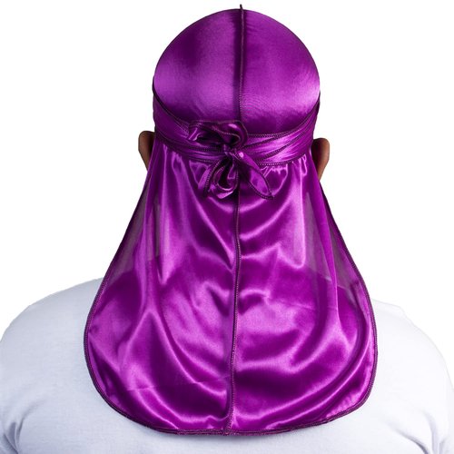 ForceWave Silky Durag for Men Wave Cap Satin Dorag for Men Women 360 Wave Purple