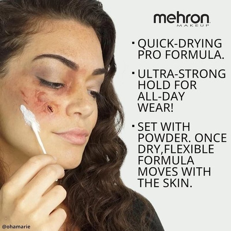 Mehron Makeup Liquid Latex | SFX Makeup | Halloween Latex Makeup | Latex Glue for Skin | Prosthetic Glue 1 fl oz (30 ml) (Dark Flesh)