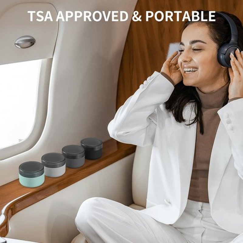 ME.FAN Travel Containers for Toiletries, TSA Approved 1.5 oz Silicone Cream Jars, Leak-proof Travel Size Containers, Travel Accessories for Cosmetic Face Hand Body Cream 4 Pack Black Lid - Grey