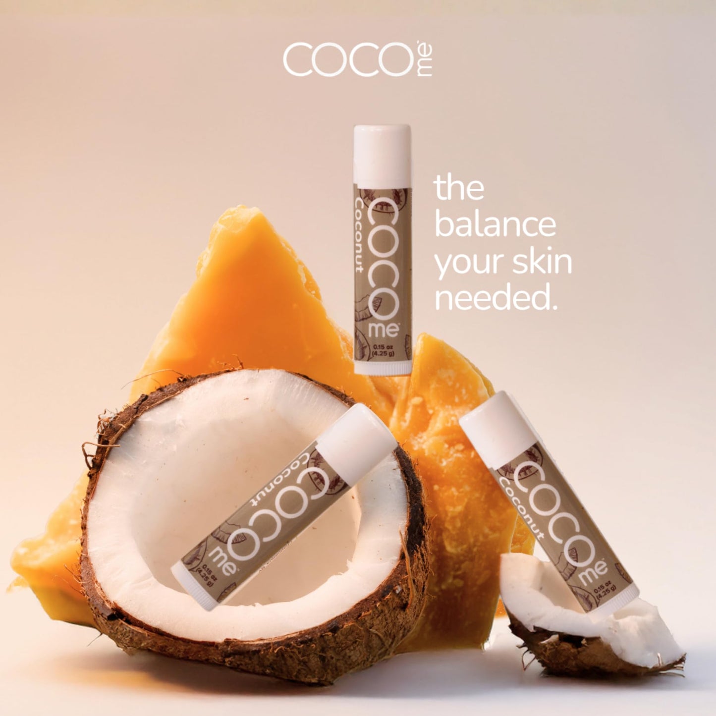 CoCo Me Coconut Beeswax Lip Balm – Organic Lip Balm with Virgin Coconut Oil & Beeswax - Natural Lip Balms & Moisturizers for Deep Lip Protection, Repair & Hydration All Day Long - 0.15oz - 6 Pack