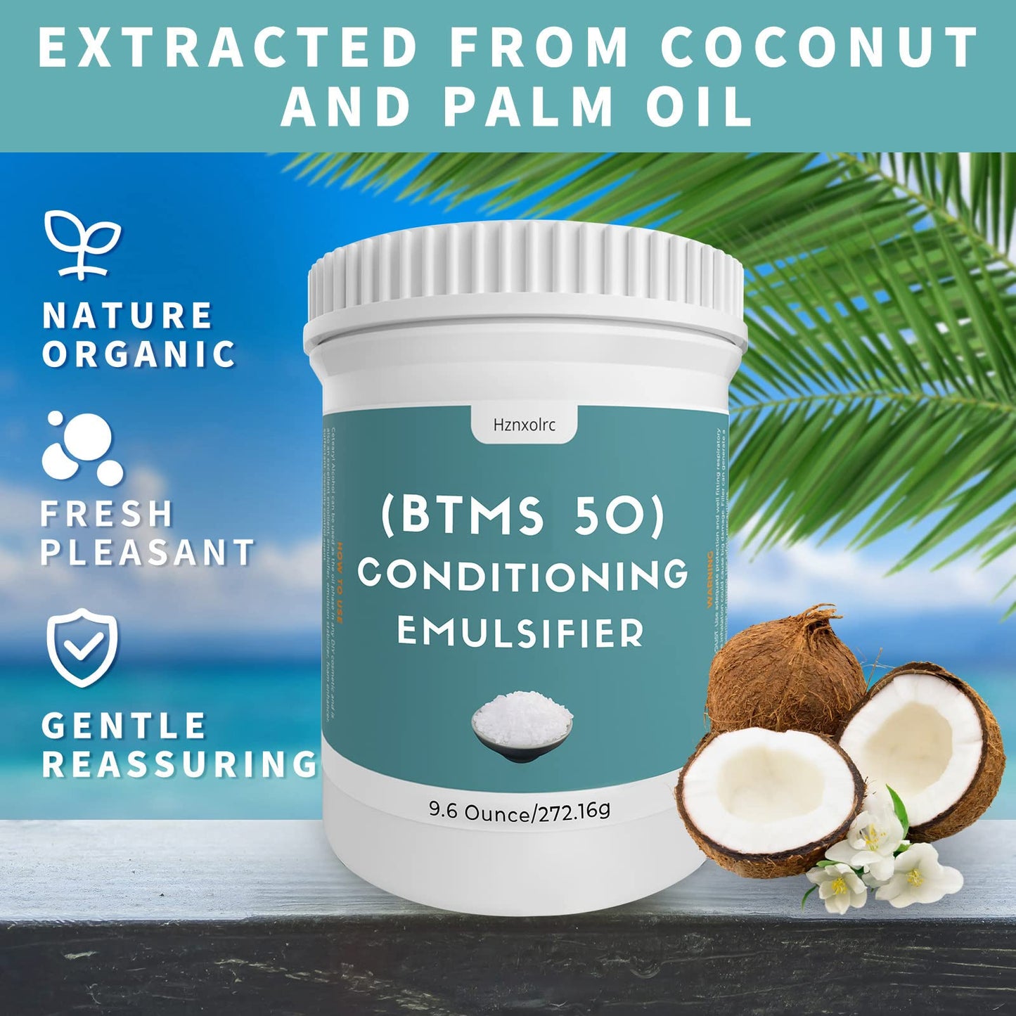 9.6 oz BTMS 50 Conditioning Emulsifier for Making Leave-in Conditioner, Premium BTMS 50 Conditioning Emulsifier Granules, Higher Activity Than BTMS 25, Suitable for Making Lotions, Shampoos and More