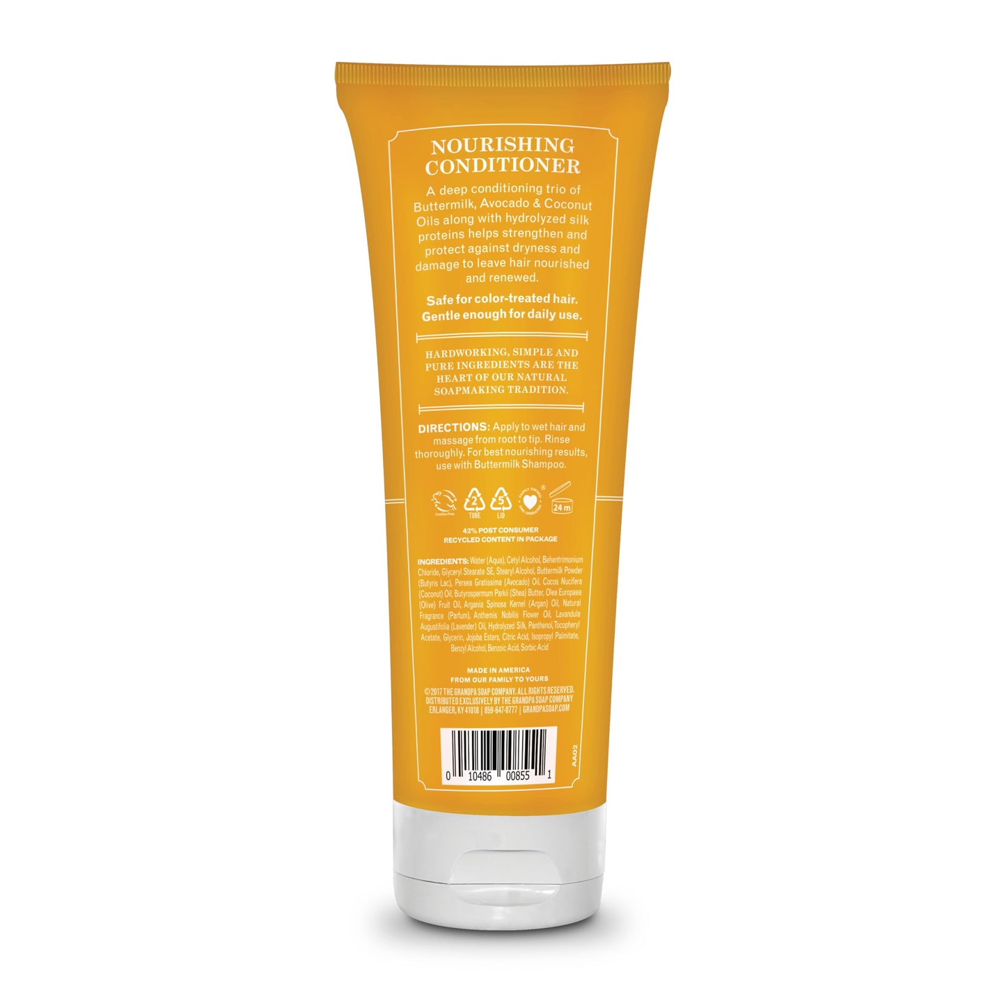 The Grandpa Soap Company Buttermilk Conditioner - Nourishing Formula to Help Strengthen and Hydrate Hair, With Coconut Oil & Silk Protein, Sulfates and Parabens Free, 8 Fl Oz