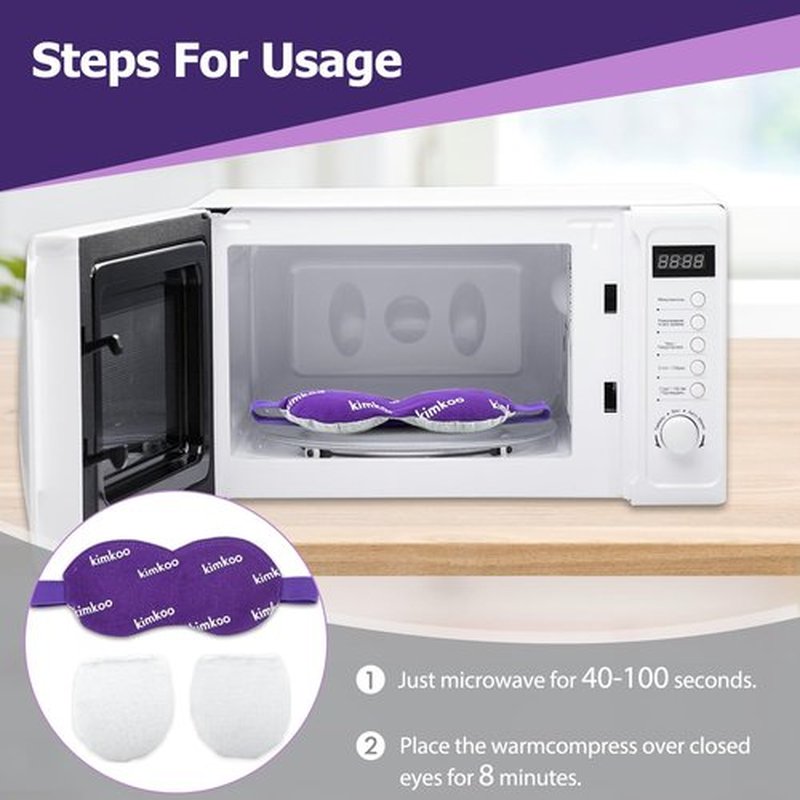 Heated Eye Mask, Microwave Warm Eye Compress, Moist Heat Eye Mask for Dry Eyes, Styes, Blepharitis, Itchy Eyes and Eye Strain Relief (Purple)