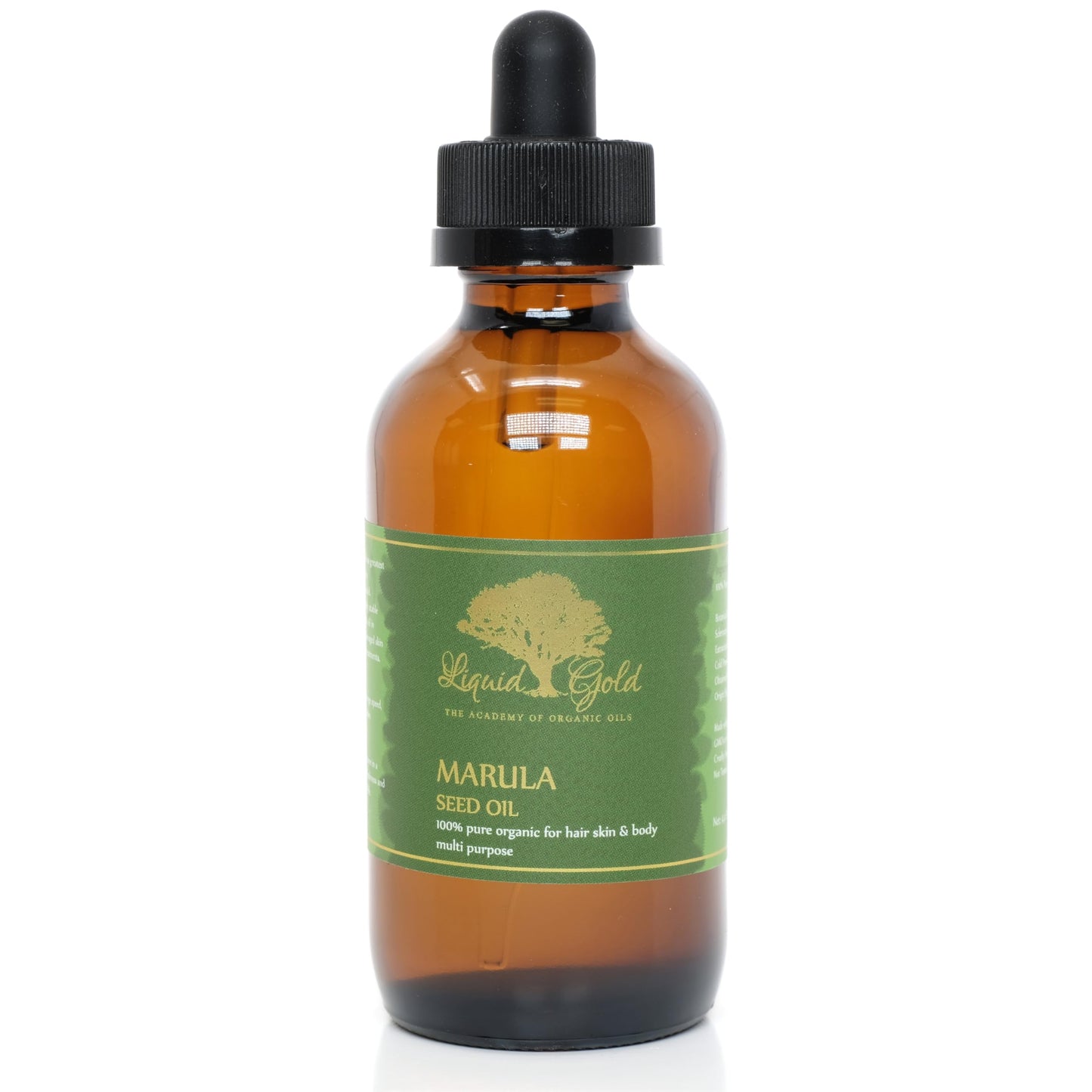 Liquid Gold Inc - 4 oz with dropper - Marula Oil - GLASS BOTTLE Organic