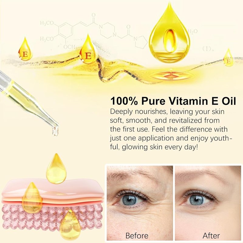 Vitamin E Oil - Pure Skin & Nail Moisturizer for Scars, Hydration, Anti-Aging | 2 Fl Oz (Pack of 2)