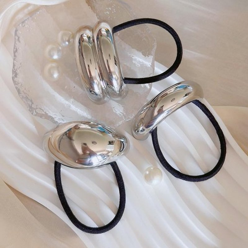 Metal Hair Ties Fashion Hair Accessories Metal Geometric Elastic Hair Ties Strong Hold Hair Claw Clips for Thick Thin Hair Hair Styling Party Gifts 3PCS