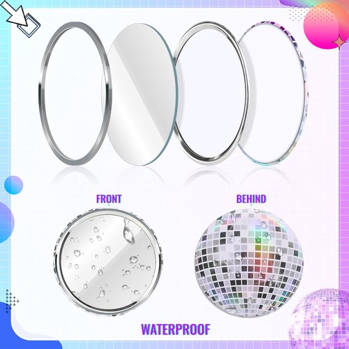 JMZYJZH 12 Pcs Disco Ball Compact Mirror Bulk, Mini Folding Round Disco Makeup Mirror, Women Gift Disco Party Supplies