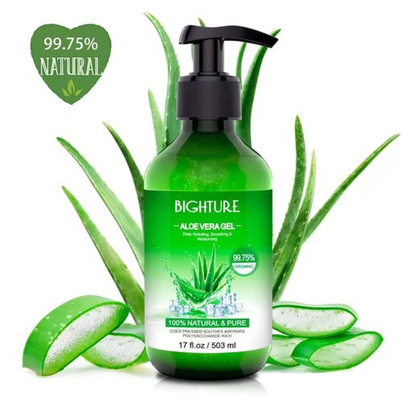 BIGHTURE Aloe Vera Gel for Face - Organic Aloe Vera Gel from 100 Percent Pure Aloe Vera Use to Skin Sunburn Relieve, Soothing and Firming