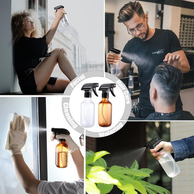 Water Spray Bottle for Hair, Frosted Clear Plastic Small Squirt Bottle with Adjustable Mist/Stream, Refillable Empty Mister Spray Bottle for Hair, Plant, Cleaning, Pet, Cooking, 10.1 oz /300ML