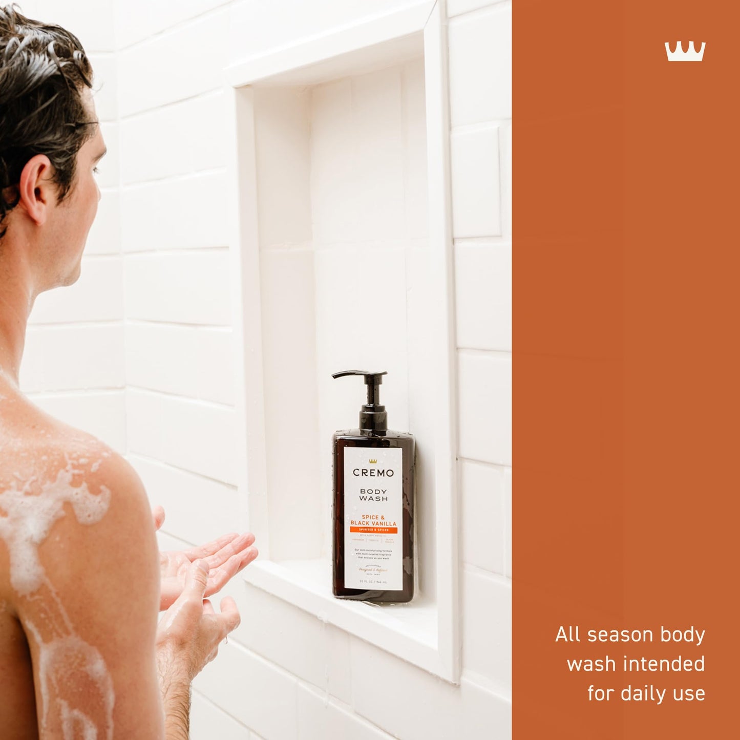 Cremo Rich-Lathering Spice & Black Vanilla Body Wash for Men, Notes of Spices, Dark Woods and Black Vanilla, 32 Fl Oz,(Pack of 2)