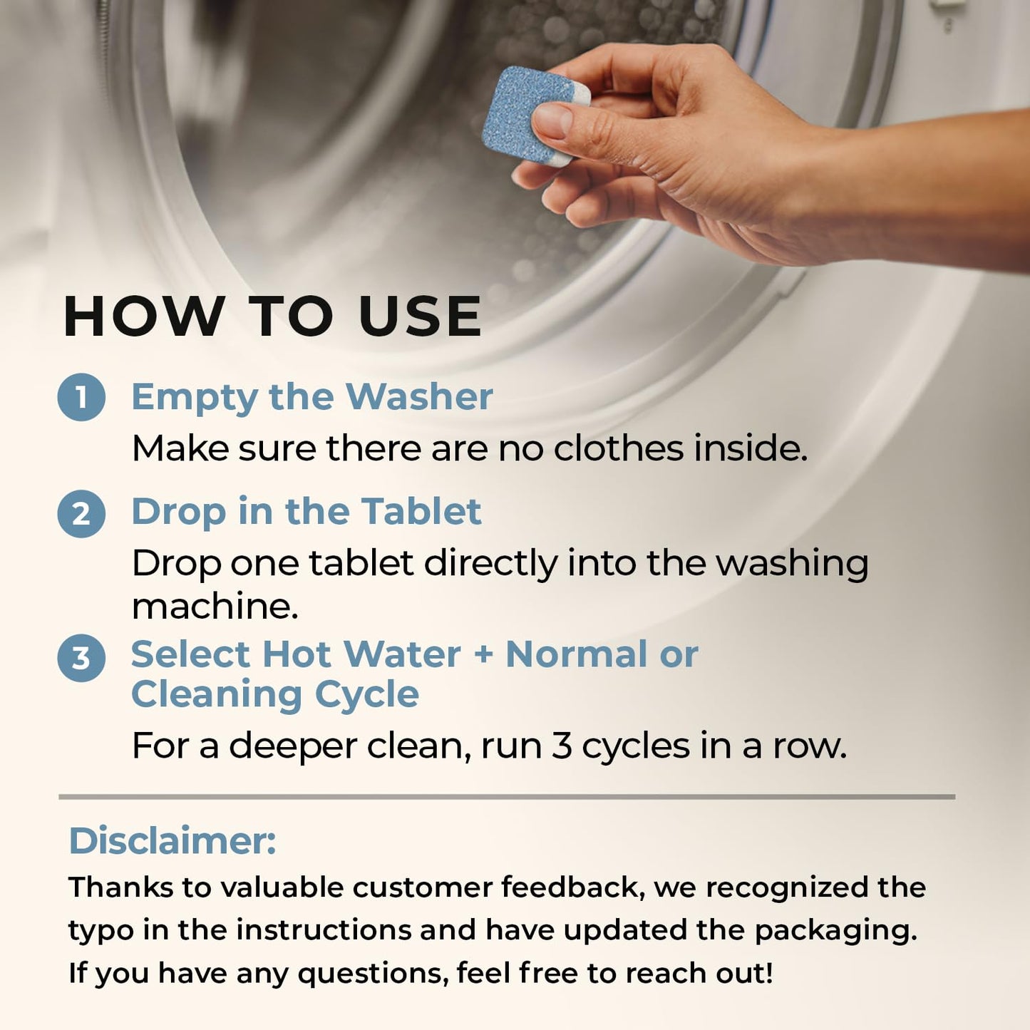 MELTINGTABS Washing Machine Cleaner Tablets, 24 Pack (12-Month Supply) — Deep-Cleaning Descaler & Deodorizer for Front Load, Top Load & HE Washers — Removes Odor, Residue & Buildup, Unscented