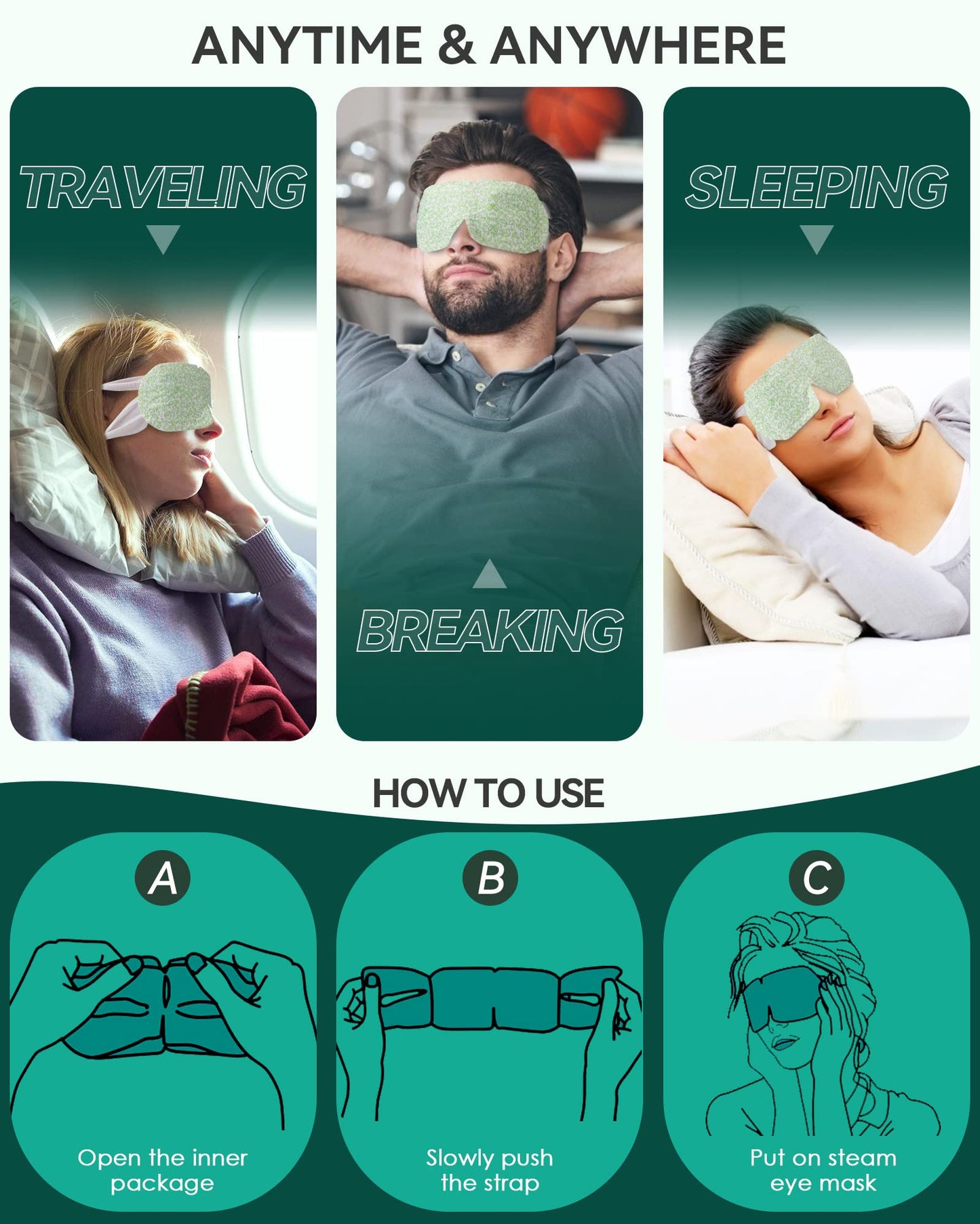 ProCIV 10 Packs Steam Eye Mask, Unscented Self Heated Eye Masks for Dark Circles and Puffiness Disposable Warming Eye Masks for Soothing Headache Reliefing Eye Fatigue (Unscented)