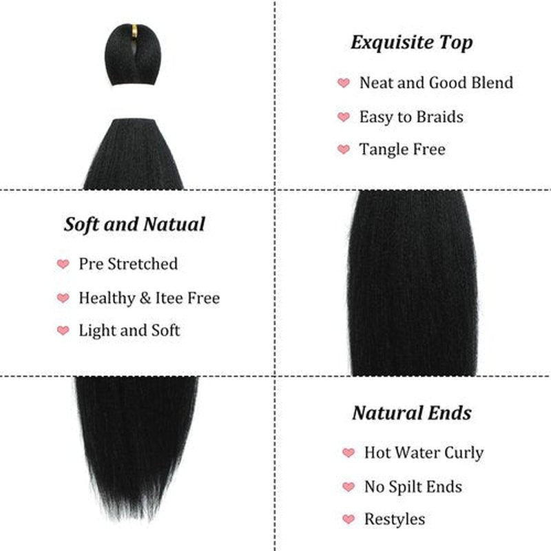 UPruyo Kids Short 1b Black Braiding Hair Pre Stretched Prestretched Braiding Hair 18 inch Synthetic Hair Extensions for Braiding Box Braids Long Yaki Knotless Braiding Hair for Kids Girls