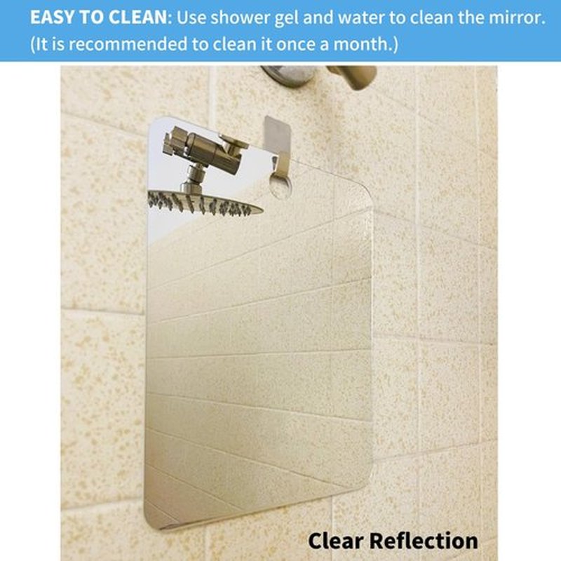 EUAIAJ Fogless Shower Mirror, Shower Mirror Large (10.5x8in) & Clear Reflection, Easy Install & Unbreakable, Travel Shower Anti Fog Mirror, Adhesive Shower Mirror