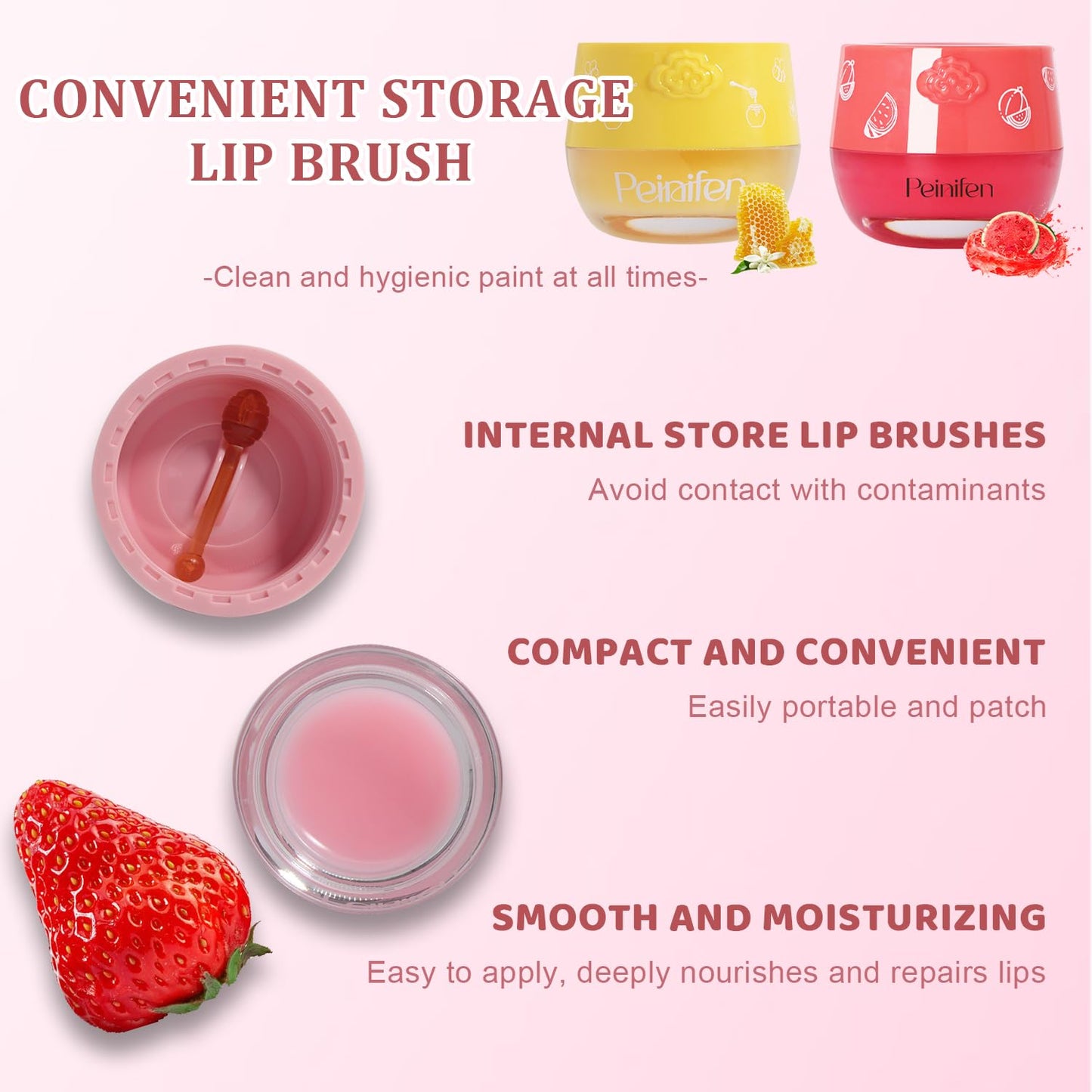 New 4 PCS Bee Lip Balm Lip Mask Honey Pot,Propolis Sleeping Lip Mask Overnight Moisturizing Lip Balm with Stick,Hydrating Prevention Dry and Cracked,Reduce Lip Lines,Fruit Lip Scrubs Exfoliator.