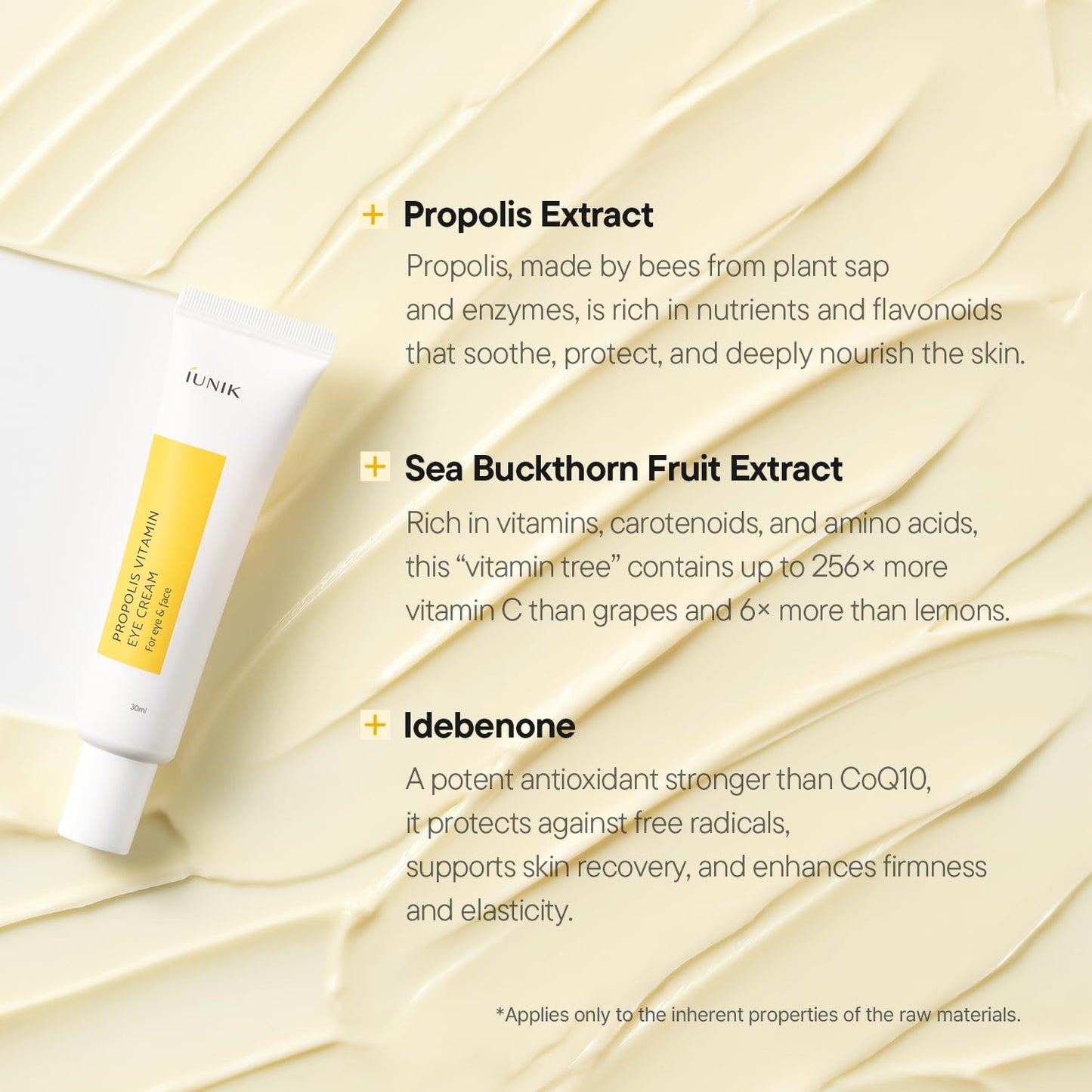 IUNIK Propolis Vitamin Eye Cream – Propolis & Vitamin C Lightweight Cream for Dark Circles, Puffiness & Fine Lines, Korean Skincare, 30ml / 1.01 fl oz