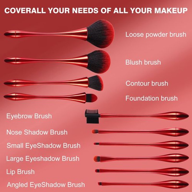 Makeup Brushes Set 10PCs Red Makeup Foundation Brush Advanced Foundation Blush Contour Foundation Concealer Eye Shadow Brush Makeup Set