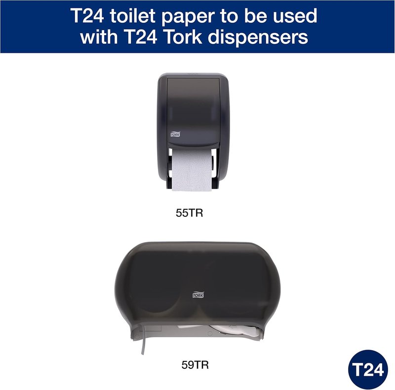 Tork Advanced Toilet Paper Roll - 2-Ply Soft Tissue, 80 Rolls | Compatible with T24 Dispensers, White, 500 Sheets