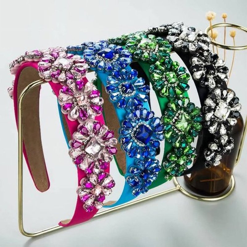 MUQINGWAN Fashion Women's Headband, Women Headband Gorgeous Retro Crystal Rhinestone Girl's Headband, Accessories For Women And Girl (Blue)