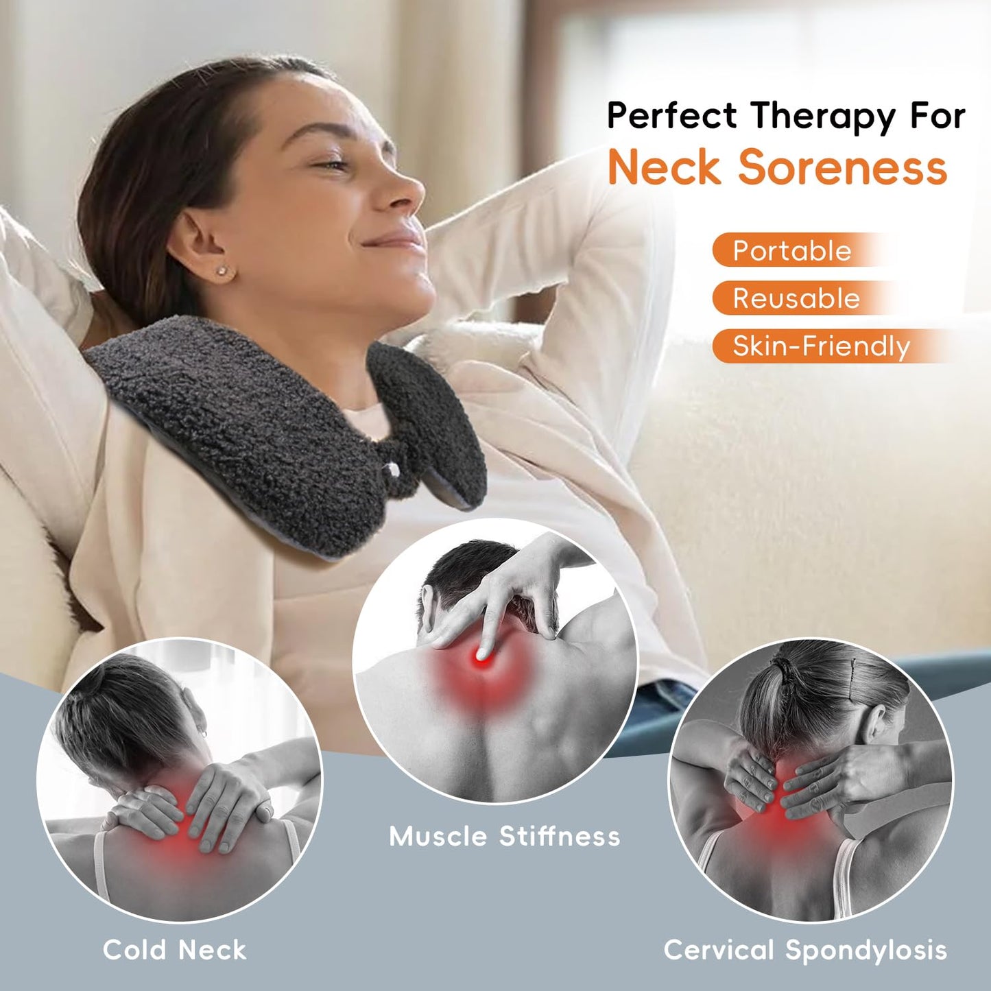 my novel things Microwavable Heating Pads for Neck Shoulders Back Pain Relief 2.3lbs with Microwavable Heated Eye Mask Warm Compress Microwave Heat Packs Neck Wrap for Stress Relief