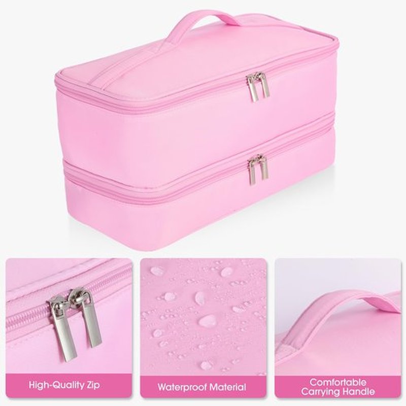 GENCAM Double-Layer Carrying Case for Shark Flexstyle, Travel Case for Shark 430/440 Flexstyle, Portable Storage Case for Shark Flexstyle/Dyson Airwrap Styler and Attachments (pink)