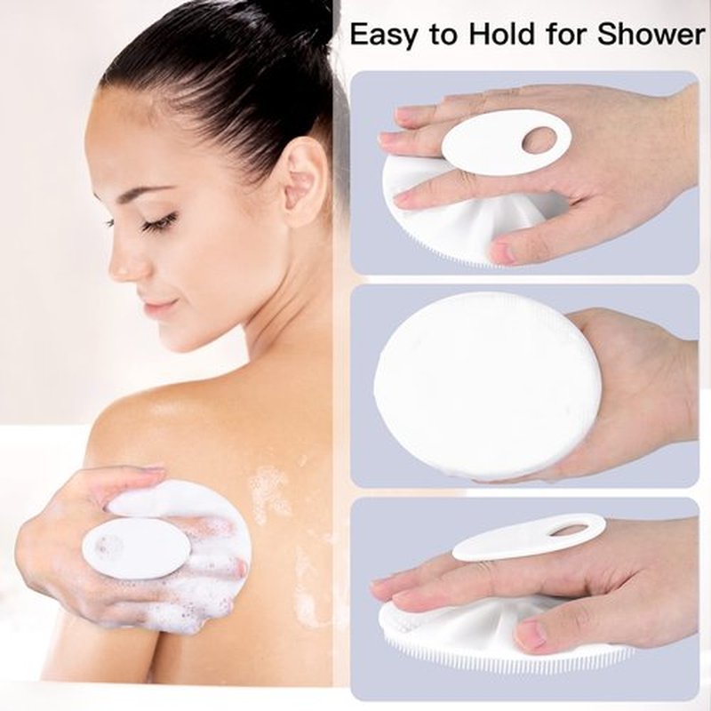 INNERNEED Food-Grade Soft Silicone Body Cleansing Brush Shower Scrubber, Gentle Exfoliating and Massage for All Kinds of Skin (White)