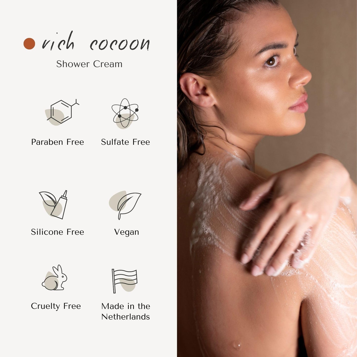 ERA TUA Rich Cocoon Shower Cream | Dutch Made Formulated | Natural Vegan & Cruelty Free | Paraben, Sulfate & Silicone Free | Moisturizing Body Wash for All Skin Types | 200 ml