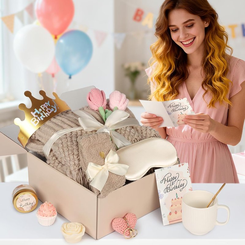 Unique Birthday Gifts for Women - 13PCS Spa Self-Care Basket for Mom, Sister, Wife | Relaxing Vanilla Set