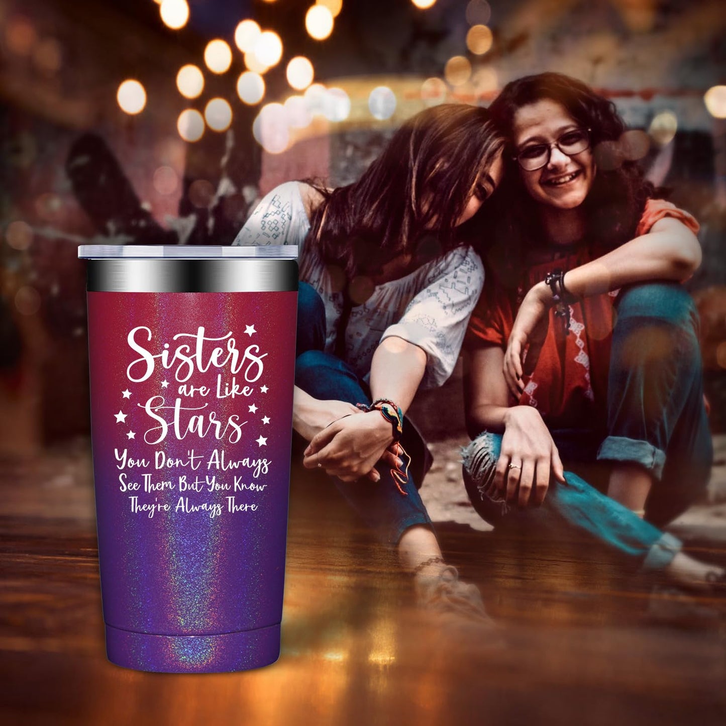 Fufandi Sister Gifts from Sisters - Mothers Day Gifts for sister - Sisters ChristmasBirthday Gift Ideas, Mothers Day Gift - Tumbler Cup