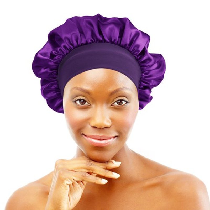 12 Pieces Satin Bonnet Hat For Women Sleeping Shower Caps Curly Hair Silky Bonnet Hair Wrap (Purple)