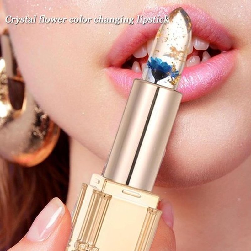 Flower Color Changing Lipstick, 2PCS Yulyoie Lipstick, Yulyoie Lip Gloss, Crystal Jelly Flower Color Changing Lipstick, Long-lasting Moisturizing Flower Jelly Color-Changing Lipstick (Red*2)