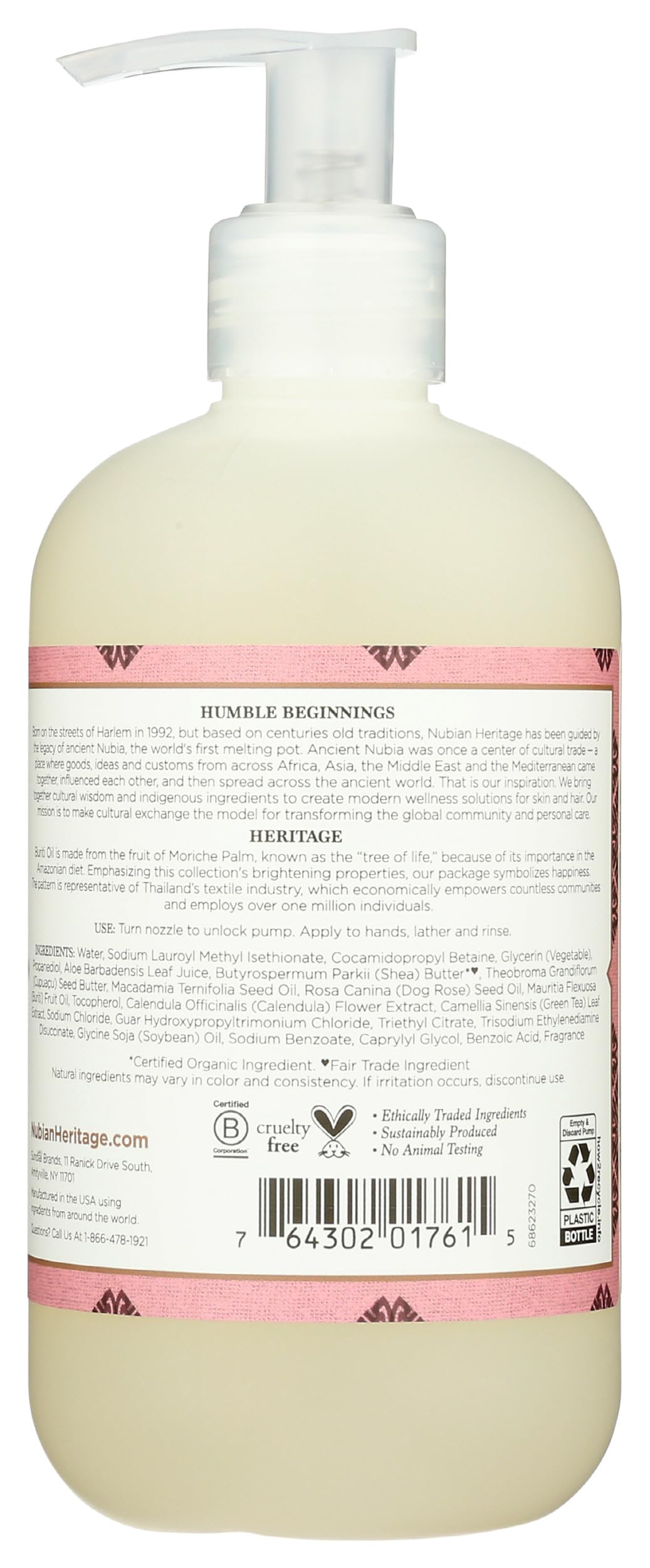 NUBIAN HERITAGE Patchouli and Buriti Liquid Hand Soap, 12 FZ