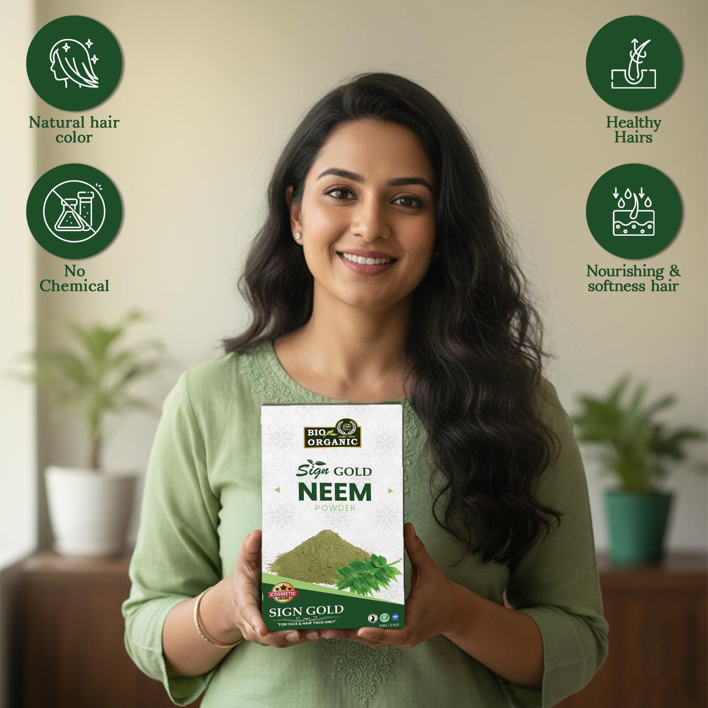 sign GOLD BIO ORGANIC Neem Powder for Beauty & Wellness