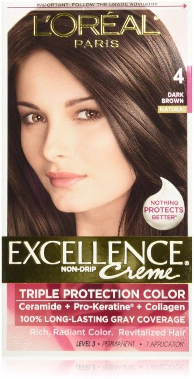 L'Oreal Paris Excellence Triple Protection Permanent Hair Color Creme, Dark Brown [4] 1 ea (Pack of 12)