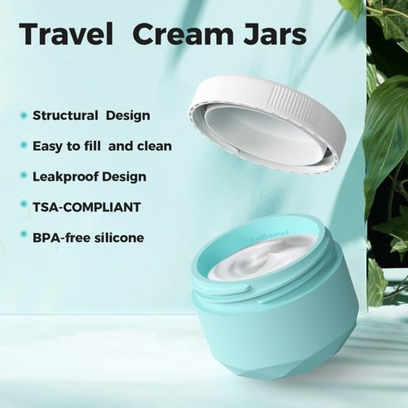 Travel Containers for Toiletries, Silicone Cream Jars TSA Approved 2.5oz Travel Size Containers with Toiletry Bag, Wide Mouth Leak-proof Travel Accessories with Lid for Cosmetic Cream