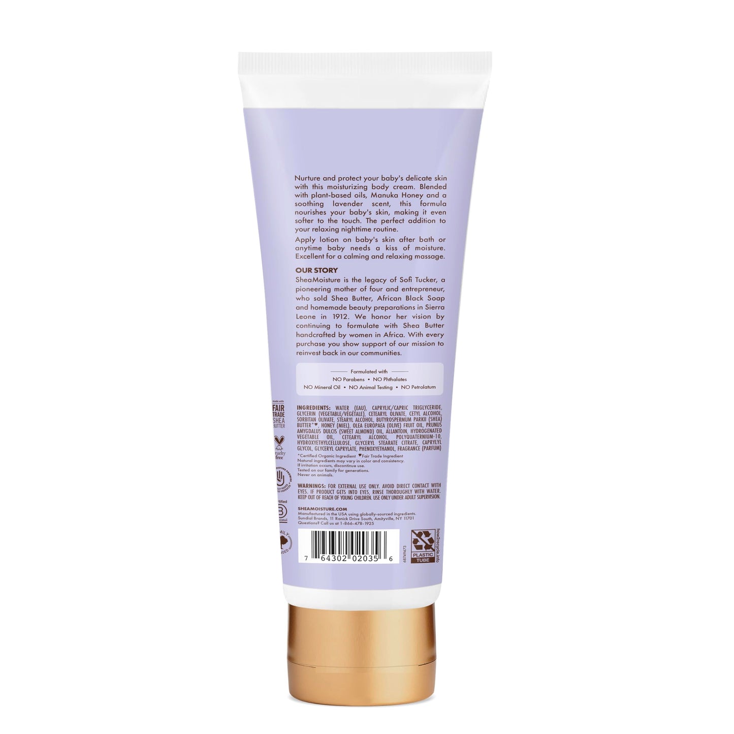 SheaMoisture Baby Moisturizer Manuka Honey & Lavender for Delicate Hair and Skin Nighttime Hair and Skin Care Regimen 8 oz,(Pack of 2)